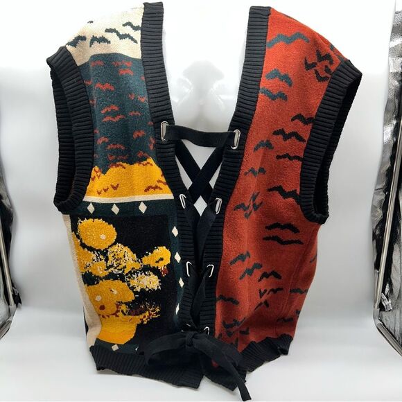 Vincent Van Gogh Collection Lace Up Back (or Front) Pattern Sweater Vest-Size M - Picture 1 of 13